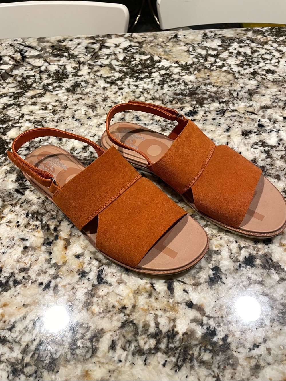 SOREL Women's Suede Slingback Sandals in Burnt Orange